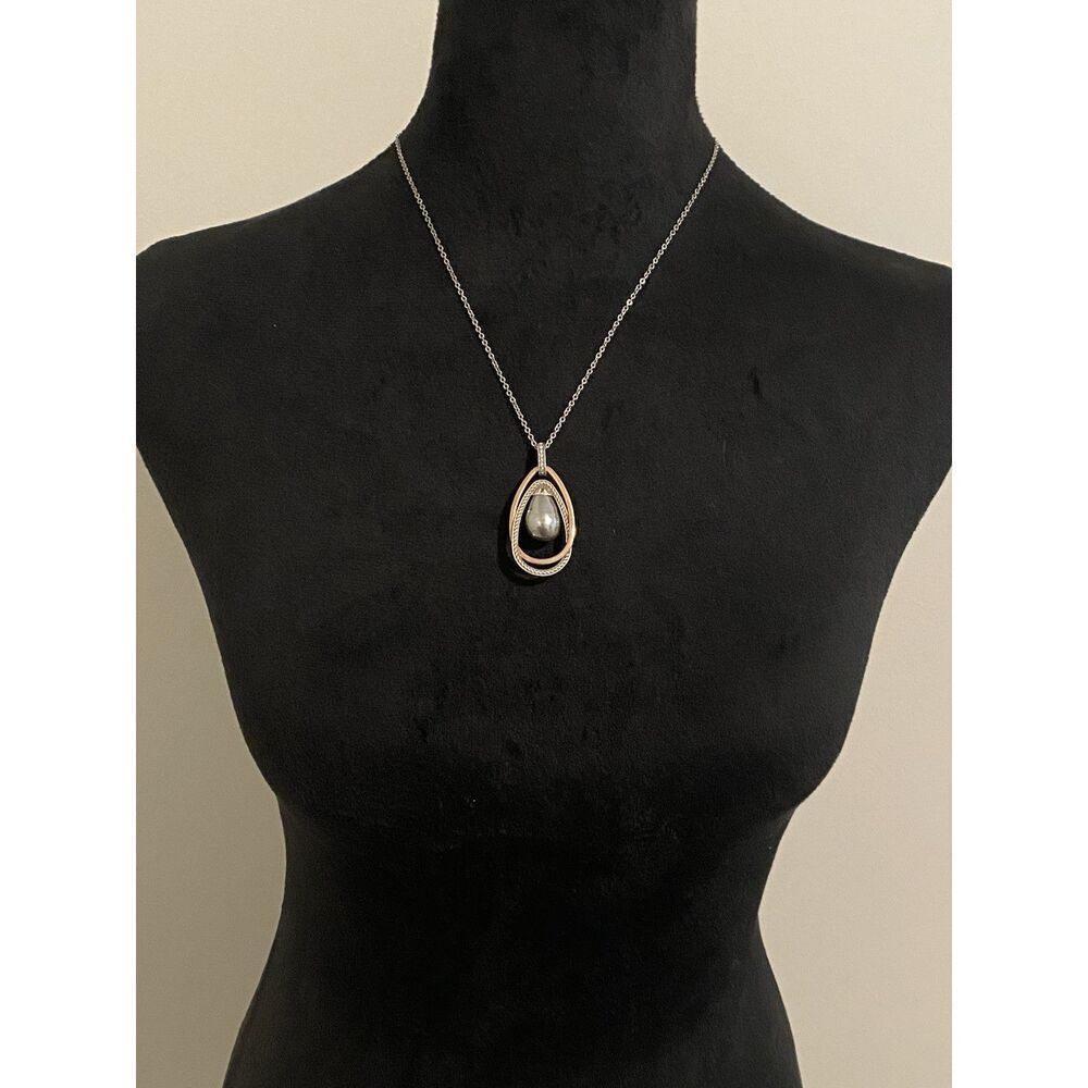 Brighton Neptune's Rings Grey Baroque Pearl Pendant Necklace